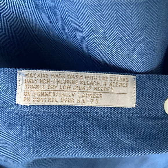 John W. Nordstrom Blue Herringbone Pattern Dress Shirt, Size 17-37 - Picture 7 of 12
